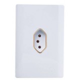 Conjunto Tomada Vertical 10A 4x2 - Novara Branco Brilhante Gold